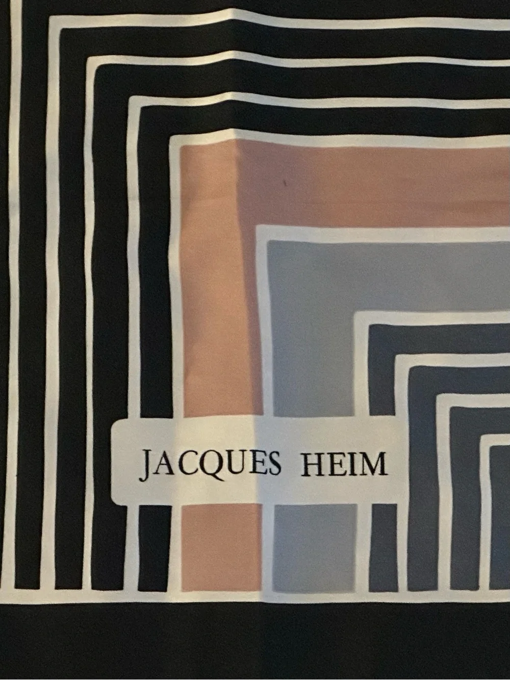 Jacques Heim 100% Silk Scarf in Blue, Black, Cream & Pink 34”x34”